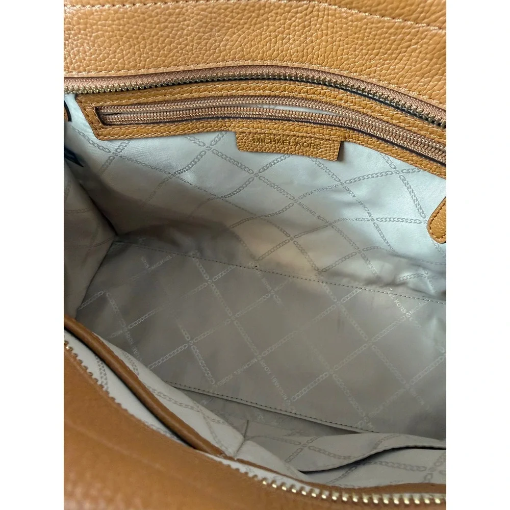 Michael Kors Karson‎ Satchel Brown Signature MK Logo Acorn Leather Handbag